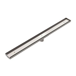 TILE INSERT V CHANNEL FLOOR GRATE 50MM OUTLET WITH HOLE SAW BRUSHED NICKEL