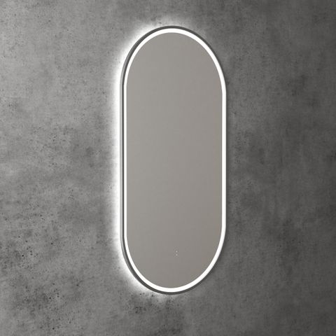 Beau Monde Oval 450 LED Mirror - Gun Metal