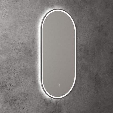 Beau Monde Oval 450 LED Mirror - Gun Metal