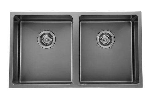 PVD Gun Metal DOUBLE Stainless Steel Sink 760x440x200x1.2mm