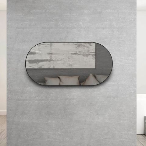 Noosa Oval  Black Metal Frame Mirror 1200X600