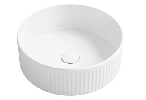 Oxford 395x395x125 Fluted  Round GLOSS WHITE Basin