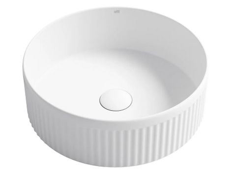 Oxford 395x395x125 Fluted Round MATTE WHITE Basin