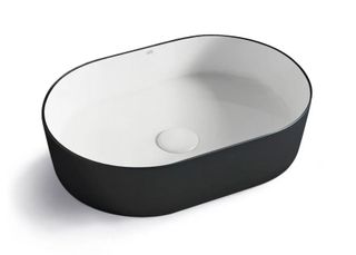 500X340 Oval Basin Matte White & Black