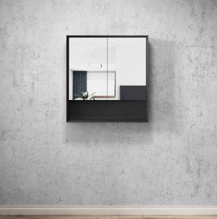 Marlo Matte Black 750x800x150 Shaving Cabinet