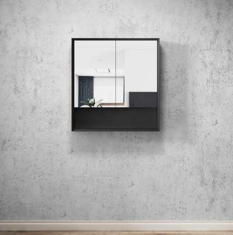 Marlo Matte Black 750x800x150 Shaving Cabinet