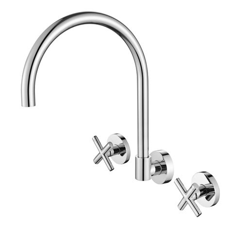 Ryker Chrome Wall Sink Set 1/4 Turn