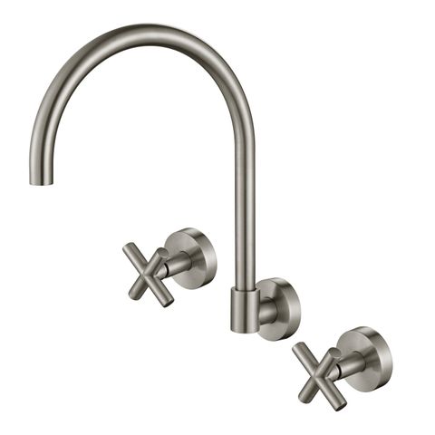 Ryker Brushed Nickel Wall Sink Set 1/4 Turn