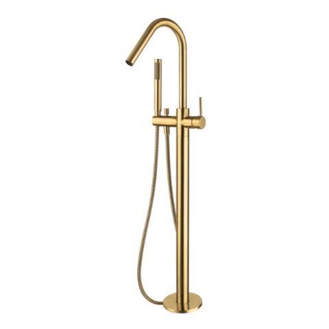 Star PVD Polished Brass Freestanding Bath Spout with Shower