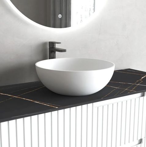 London Solid Surface Round Basin Matte White