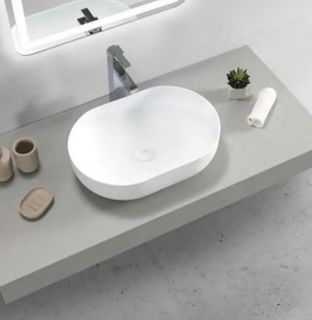 Portofino Solid Surface Basin Matte White 500x350x135