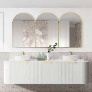 BONDI 1800x460X450 Wall Hung White Fluted Curved Cabinet Only