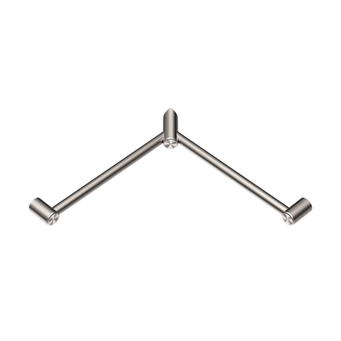 MECCA CARE 32MM WRAP AROUND CORNER GRAB RAIL 600X600MM BRUSHED NICKEL