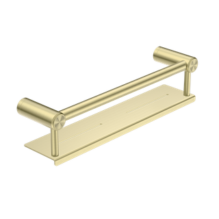 MECCA CARE 25MM GRAB RAIL WITH SHELF 300MM BRUSHED GOLD