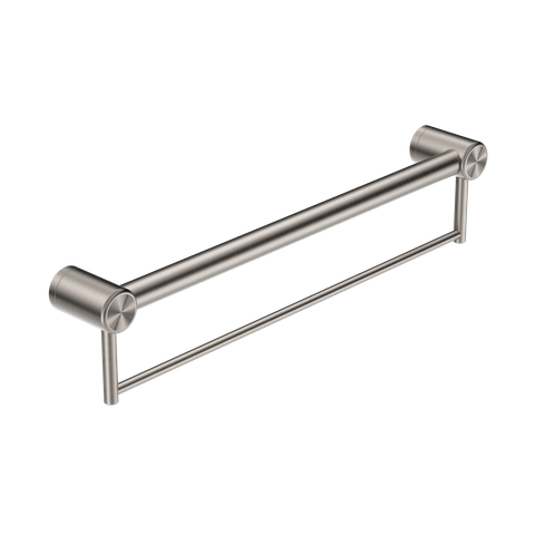 MECCA CARE 32MM GRAB RAIL WITH TOWEL HOLDER 600MM BRUSHED NICKEL