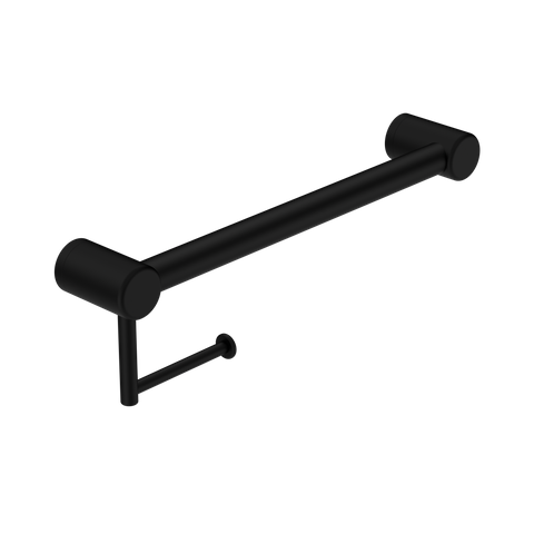 MECCA CARE 32MM GRAB RAIL WITH TOILET ROLL HOLDER 450MM MATTE BLACK