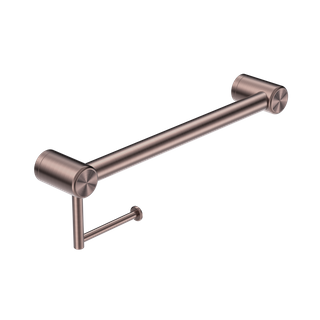 MECCA CARE 32MM GRAB RAIL WITH TOILET ROLL HOLDER 450MM BRUSHED BRONZE