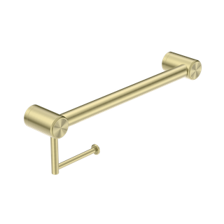 MECCA CARE 32MM GRAB RAIL WITH TOILET ROLL HOLDER 450MM BRUSHED GOLD