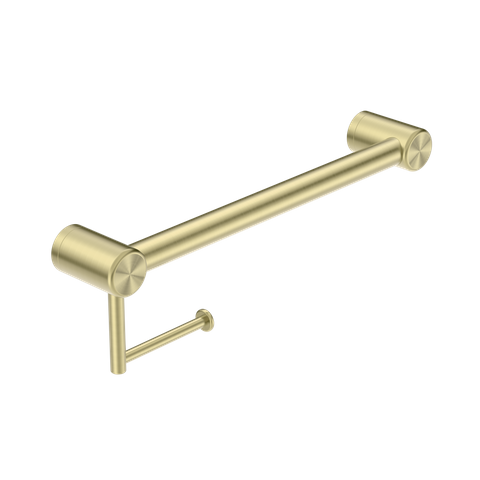 MECCA CARE 32MM GRAB RAIL WITH TOILET ROLL HOLDER 450MM BRUSHED GOLD