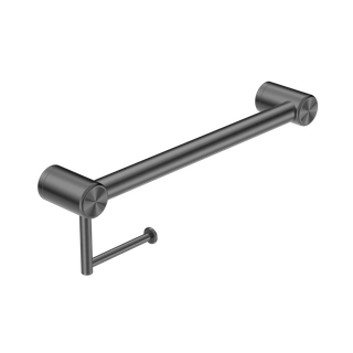 MECCA CARE 32MM GRAB RAIL WITH TOILET ROLL HOLDER 450MM GUN METAL