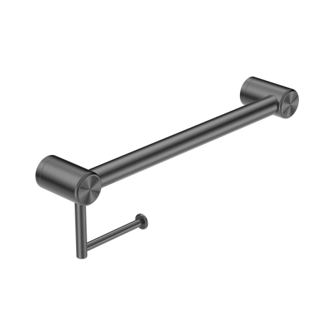 MECCA CARE 32MM GRAB RAIL WITH TOILET ROLL HOLDER 450MM GUN METAL