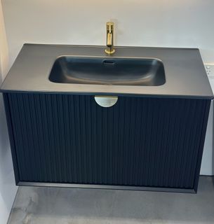 900x465x165mm Matte Black Ceramic Top 1TH ROUND BOWL