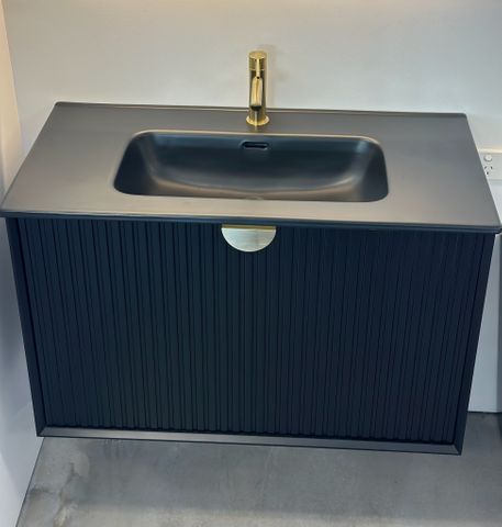 900x465x165mm Matte Black Ceramic Top 1TH ROUND BOWL