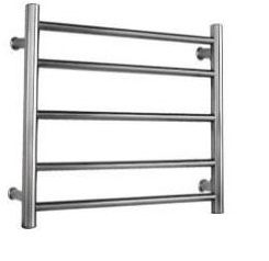 Heated Towel Rail Round 5 Bar Polished Dual Wire