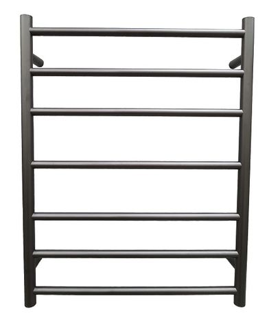 Heated Towel Rail Round 7 Bar Black Dual