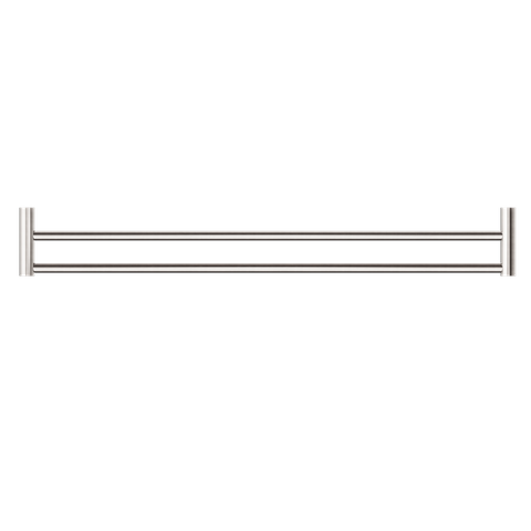 NEW MECCA DOUBLE TOWEL RAIL 800MM BRUSHED NICKEL