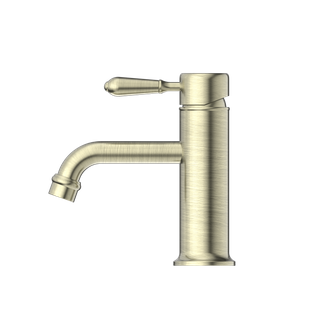 YORK STRAIGHT BASIN MIXER WITH METAL LEVER AGED BRASS