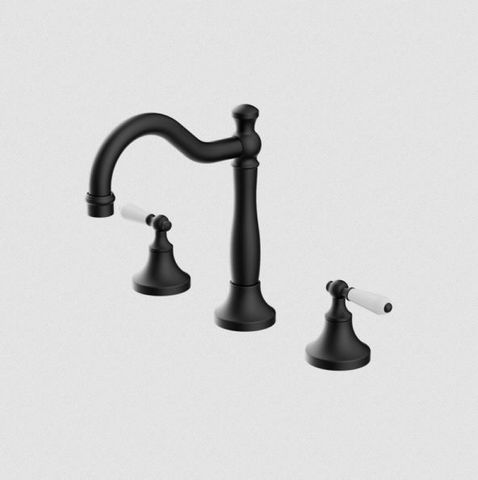 YORK BASIN SET WITH WHITE PORCELAIN LEVER MATTE BLACK