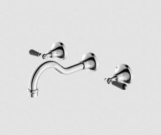 YORK WALL BASIN SET WITH BLACK PORCELAIN LEVER CHROME