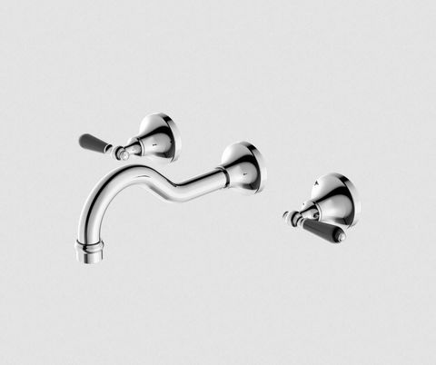 YORK WALL BASIN SET WITH BLACK PORCELAIN LEVER CHROME