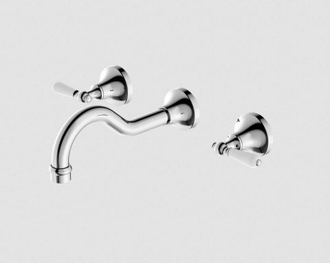 YORK WALL BASIN SET WITH WHITE PORCELAIN LEVER CHROME