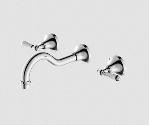 YORK WALL BASIN SET WITH METAL LEVER CHROME