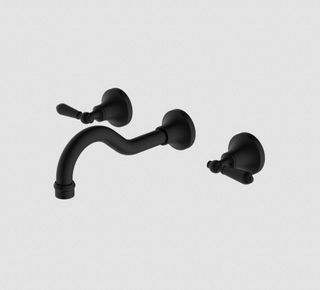 YORK WALL BASIN SET WITH METAL LEVER MATTE BLACK