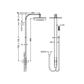 ASTRA RAIN SQUARE TWIN SHOWER DOUBLE HOSE CHROME