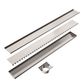 TILE INSERT V CHANNEL FLOOR GRATE 89MM OUTLET WITH HOLE SAW BRUSHED NICKEL