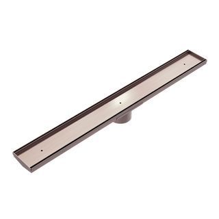 TILE INSERT V CHANNEL FLOOR GRATE 89MM OUTLET WITH HOLE SAW BRUSHED BRONZE