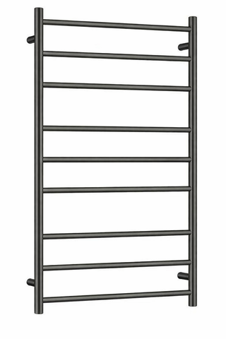 Heated Towel Rail Gun Metal Round 9 Bar Dual