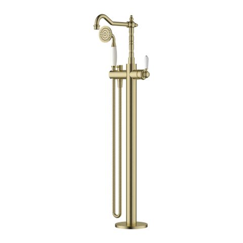 BORDEAUX FREESTANDING BATH MIXERWITH HANDSHOWER PVD BRUSHED BRONZE