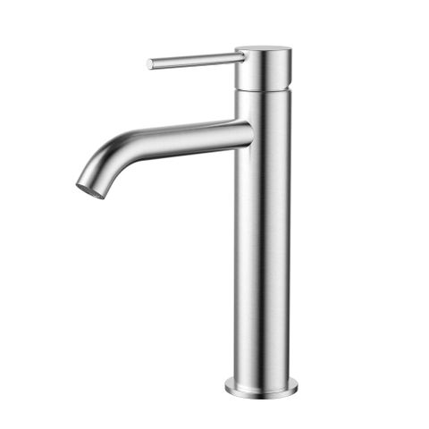 Star Mini Mid Rise Basin Mixer Curved Spout Electroplated Brushed Chrome