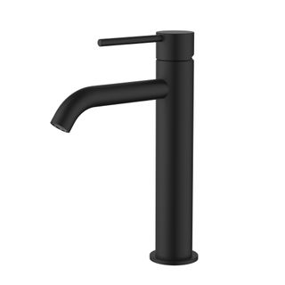 Star Mini Mid Rise Basin Mixer Curved Spout Electroplated Matt Black