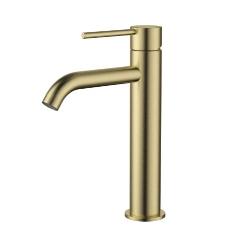 Star Mini Mid Rise Basin Mixer Curved Spout Pvd Brushed Bronze