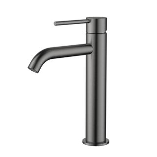 Star Mini Mid Rise Basin Mixer Curved Spout Electroplated Gunmetal