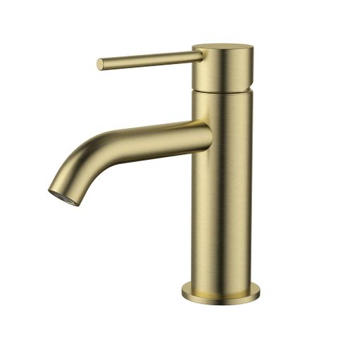 Star Mini Basin Mixer Curved Spout Pvd Brushed Bronze