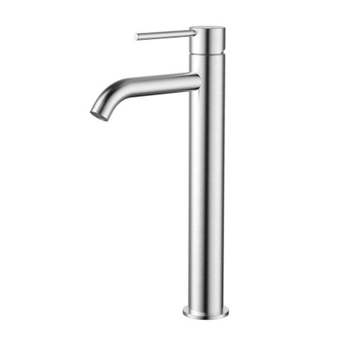 Star Mini High Rise Basin Mixer Curved Spout Electroplated Brushed Chrome