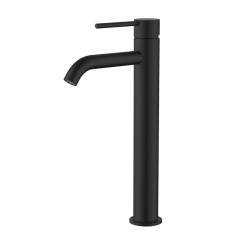 Star Mini High Rise Basin Mixer Curved Spout Electroplated Matt Black