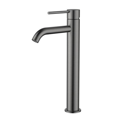 Star Mini High Rise Basin Mixer Curved Spout Electroplated Gunmetal